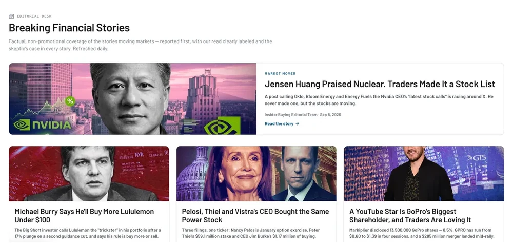 The News & Analysis feed on InsiderBuying.com